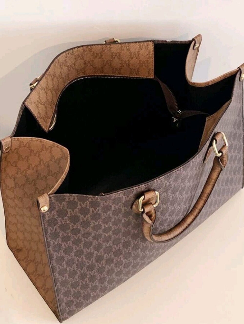 Brown Monogram Tote Bag - Luxury-Inspired Women's Handbag - Picture 2 of 6